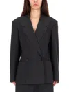 Lemaire Grey Wool Blend Jacket In Black