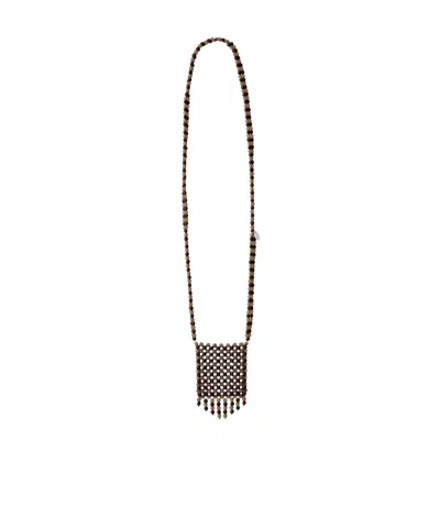 Lemaire Grigri Bag Necklace In Resin Beads In Silver
