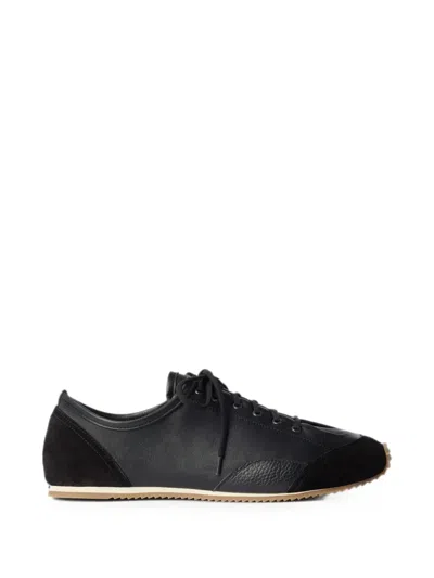 Lemaire Gummy Grips Sneakers In Mixed Leathers In Black
