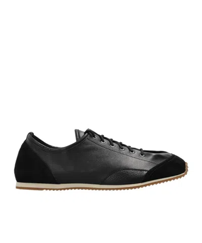 Lemaire Gummy Grips Suede-trimmed Leather Sneakers In Black