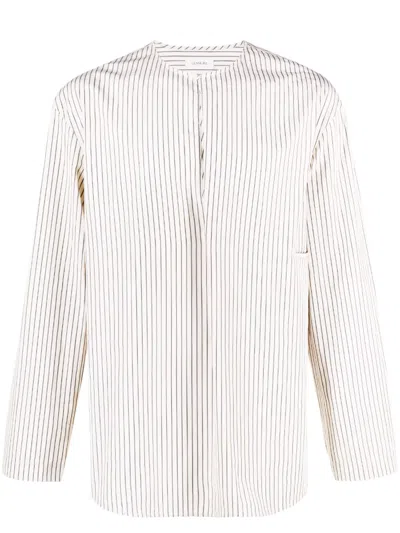 Lemaire Gusset-detail Striped Shirt In Neutrals