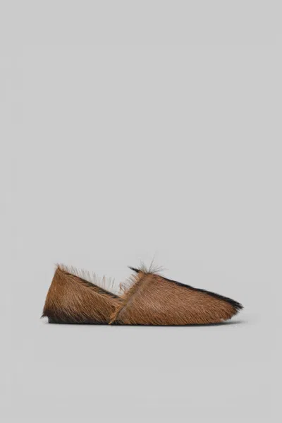 Lemaire Hairy Slippers In Brown
