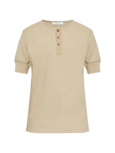 Lemaire Half-button Short-sleeve T-shirt In Neutral