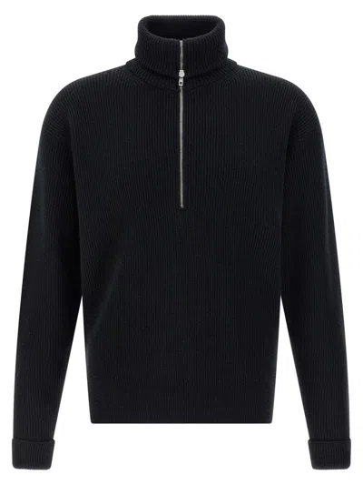 Lemaire Half Zip Sweater In Black