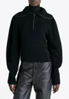 Lemaire Half-zip Wool Sweater In Black
