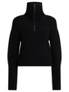 Lemaire High Collar Wool Sweater With Half-zip Closure In Black