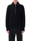 Lemaire Half Zip Sweater In Ribbed Virgin Wool In Multi
