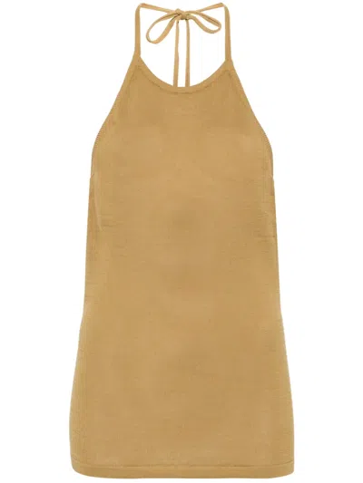 Lemaire Halter Neck Cotton Top In Yellow