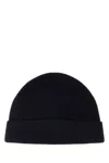 Lemaire Midnight Blue Wool Blend Beanie Hat In Black