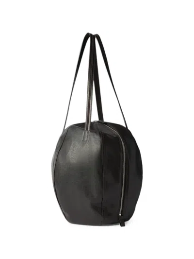 Lemaire Helmet Bag In Grained Paper Leather In Black