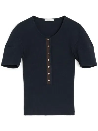 Lemaire Henley T-shirt In Black