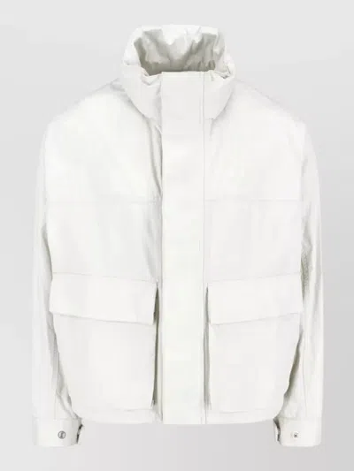 Lemaire Gray Short Ventile Cotton Parka Jacket In White
