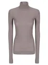 Lemaire High Collar Seamless Knit Top With Straight Hems In Gray