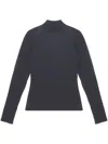 Lemaire Fitted Turtleneck Top With High Neckline And Smooth Fabric In Squid Ink