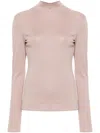 Lemaire Cotton High-neck Jersey Top With Long Sleeves In Violet Ice
