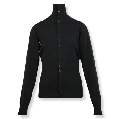 Lemaire High-neck Fitted Cardigan In Black