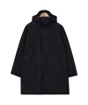 Lemaire High Neck Hooded Coat In Black