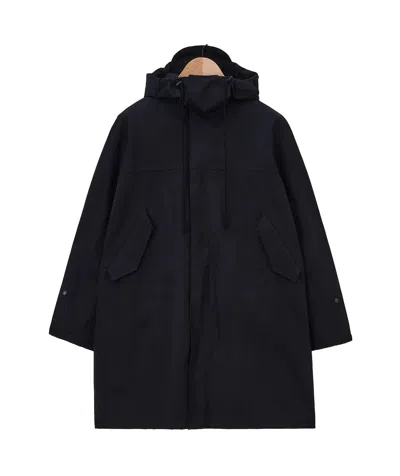 Lemaire High Neck Hooded Coat In Black