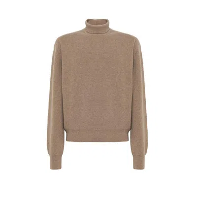 Lemaire High Neck Knitted Jumper In Brown