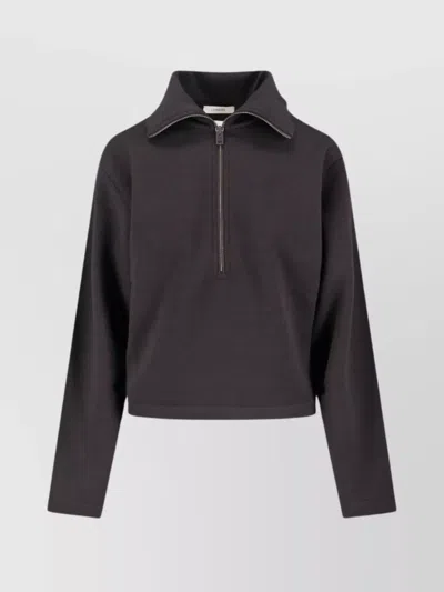 Lemaire High Neck Long Sleeve Knit Top In Burgundy