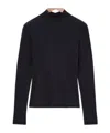 Lemaire High-neck Long-sleeved Ribbed Top In Black