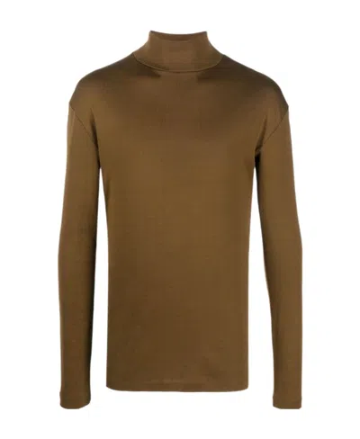 Lemaire Brown Seamless Turtle Neck Sweater In Br425 Havana