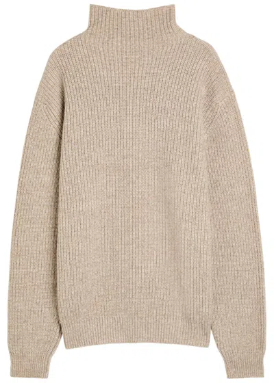 Lemaire High Neck Ribbed Alpaca-blend Jumper In Multi