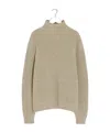 Lemaire Ribbed Highneck Sweater Long Sleeves In Brown