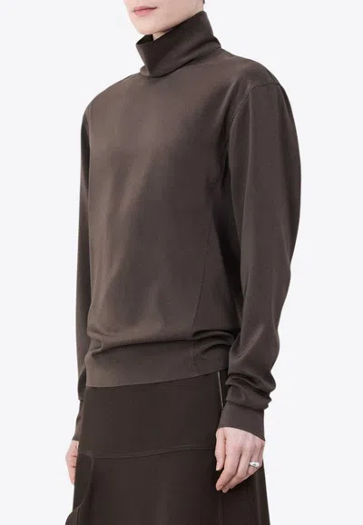 Lemaire High-neck Sleeved Top In Brown