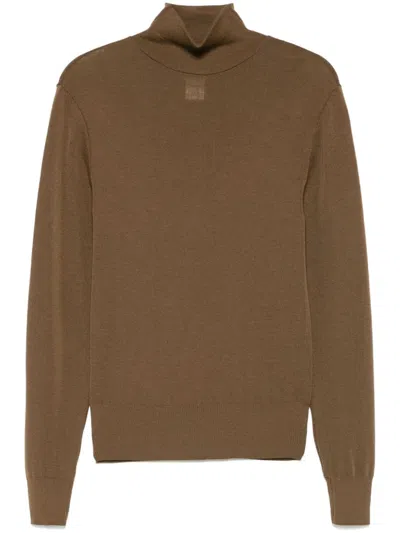 Lemaire High-neck Sweater In Brown