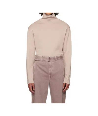 Lemaire High-neck Sweater In Nude
