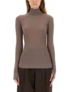 Lemaire Wool High Neck Sweater In Brown