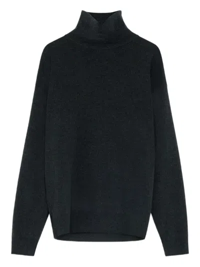Lemaire High-neck Wool Sweater In Black