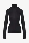 Lemaire Fitted Long-sleeve Black Wool Top In Black