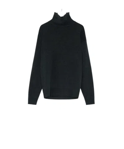 Lemaire High-neck Wool Sweater In Black