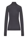 Lemaire High Neck Wool Sweater In Gray