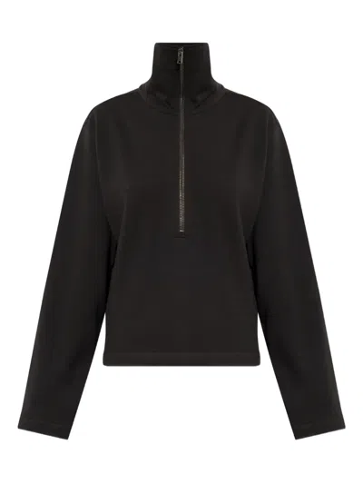 Lemaire High-neck Zip-up Sweatshirt In Black