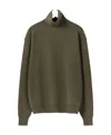 Lemaire High-necked Long-sleeved Wool Sweater In Green