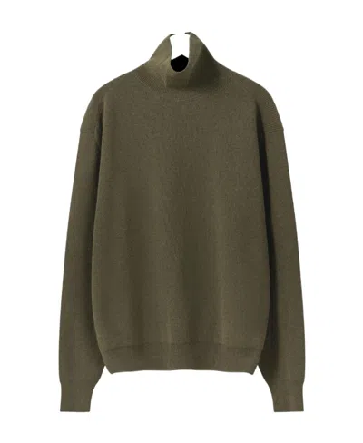 Lemaire High-necked Long-sleeved Wool Sweater In Green