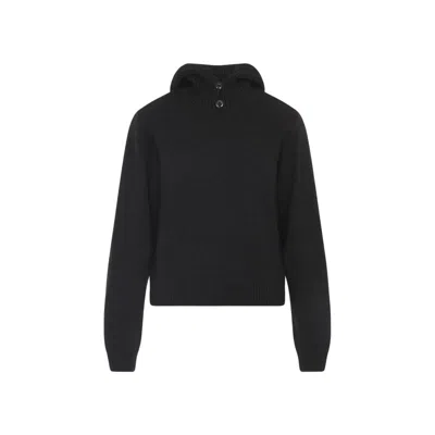 Lemaire High Ribbed Collar Sweater With Soft Texture In Black