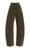 Lemaire High-rise Cotton Curved Pants In Green