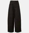Lemaire High-rise Cotton Twill Wide-leg Pants In Black