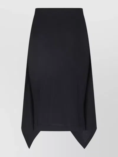 Lemaire High Waist Midi Skirt Asymmetric Hem In Black
