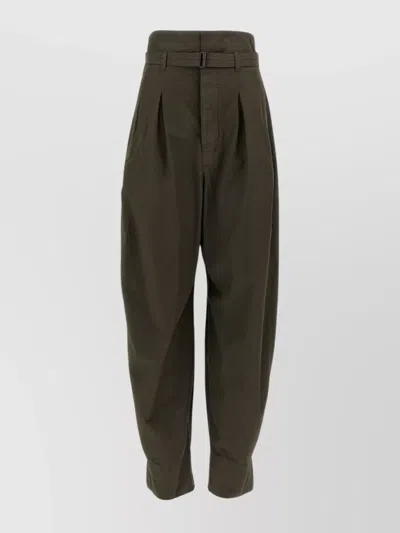 Lemaire High Waist Pleated Pants With Side Pockets In Brown