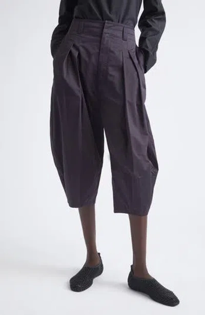 Lemaire High Waist Volume Cotton Sateen Crop Trousers In Blue