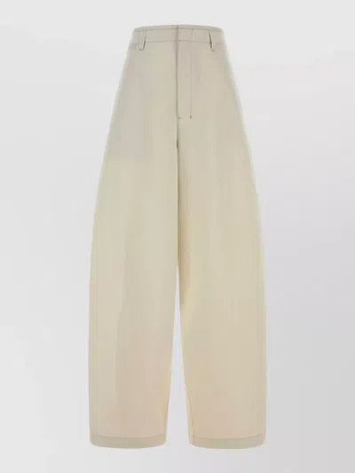 Lemaire High Waist Wide Leg Cotton Pants In Neutral