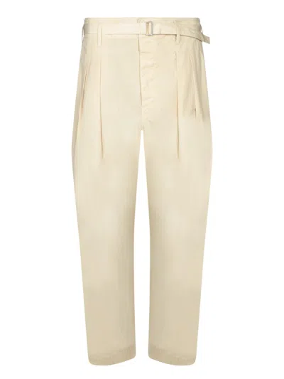 LEMAIRE LEMAIRE HIGH-WAISTED BEIGE TROUSERS WITH TAILORED STRUCTURE