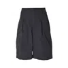 Lemaire High-waisted Black Shorts With Pleated Front And Welt Pockets In Black