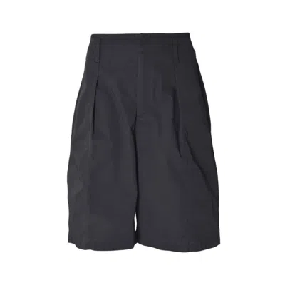 Lemaire High-waisted Black Shorts With Pleated Front And Welt Pockets