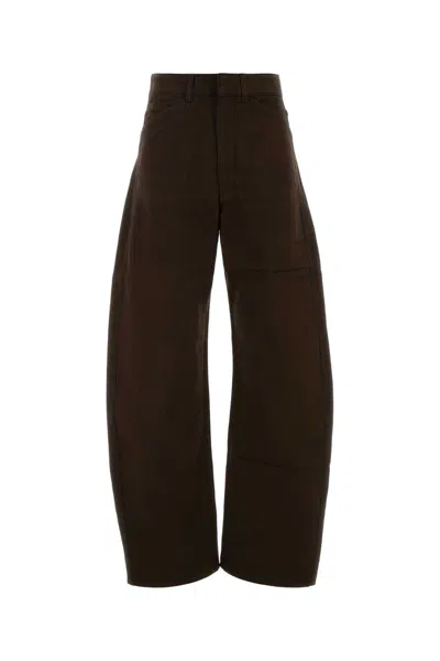 Lemaire High Waisted Cu High Waisted Curved Pants In Brown